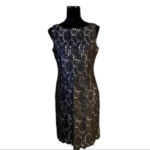 Ann Taylor Fully Lined Black Lace Sleeveless Cocktail Dress